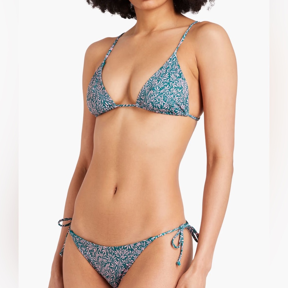 NWT- Onia- Alexa Liberty-print triangle bikini top; Jungle Green; Size: M